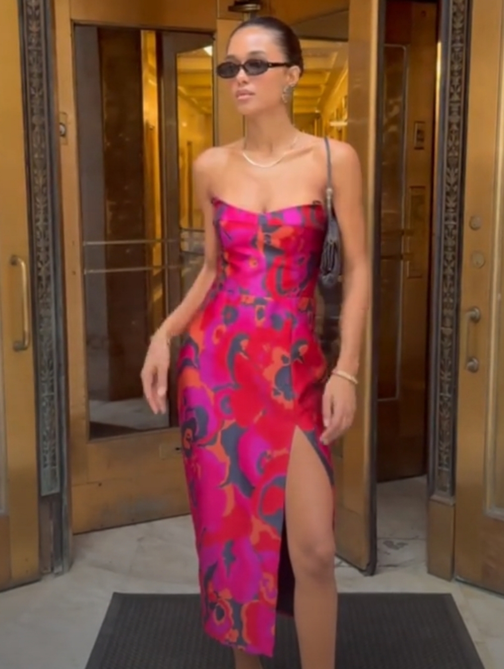 NWT Amanda Uprichard Ivy Structured Strapless Midi in Floral Pink/Multi - Sz XS - Picture 3 of 9